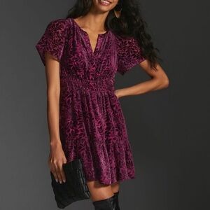NWOT Anthropologie The Somerset Mini Dress, Velvet Edition XXS